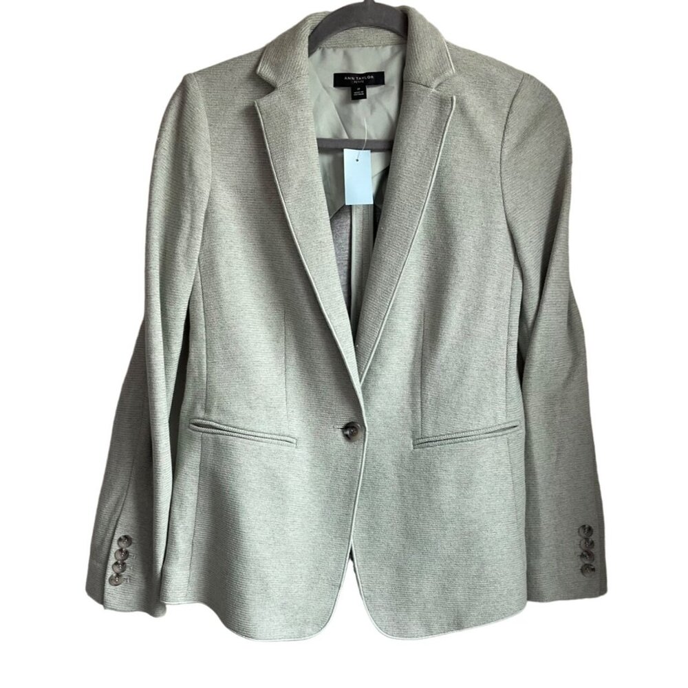 New W/Tags Ann Taylor Womens Sz. 2 Petite Sweater Blazer Long Sleeve Light Green